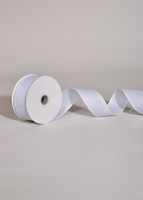 1.5" X 10Yds Wired Poly Linen Ribbon White