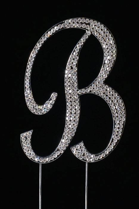 4.5" Rhinestone Letter "b" Cake Topper Silver