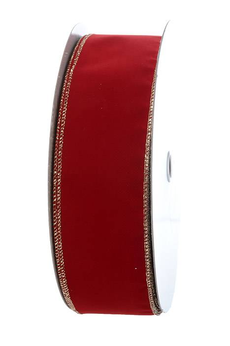 2.5" X 50yds Holiday Velvet Wired Ribbon Holiday Red/gold