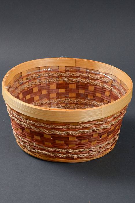 10.5" Round Split Wood & Rope Basket W/liner Natural