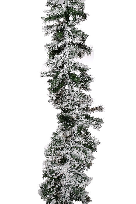 9Ft Snowy Pine Garland Green