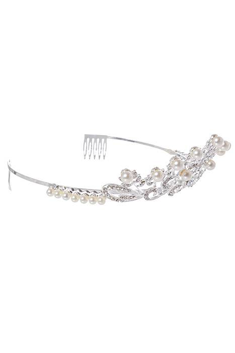 2" Rhinestone W/ Pearl Tiara Silver