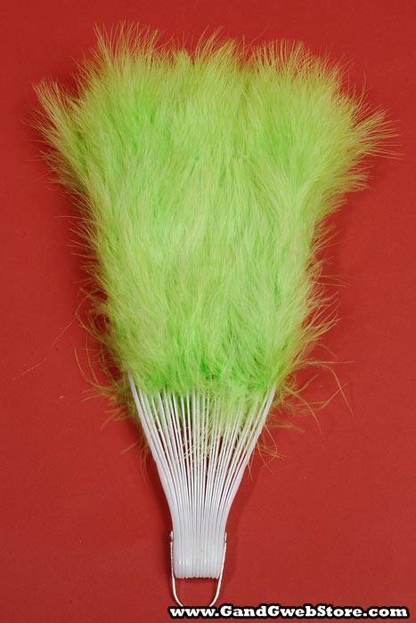 12" Folding Fan W/feather Apple Green