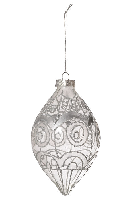 5.75" Glass Finial Ornament Clear/Silver