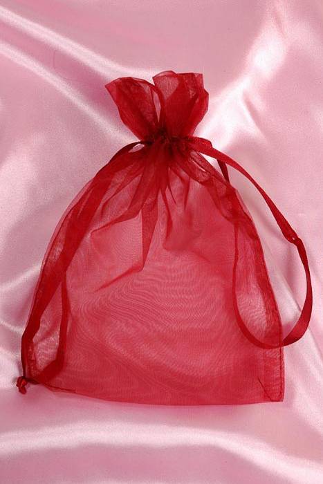 5" X 7" Organza Pouches Burgundy Pkg/12