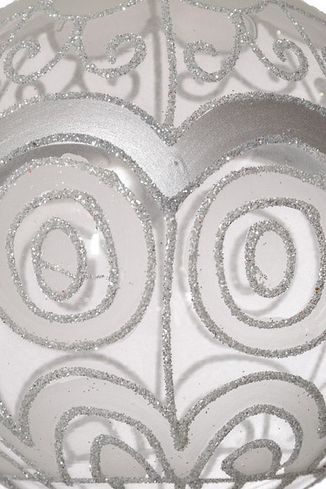 4" Glass Ball Ornament Clear/Silver
