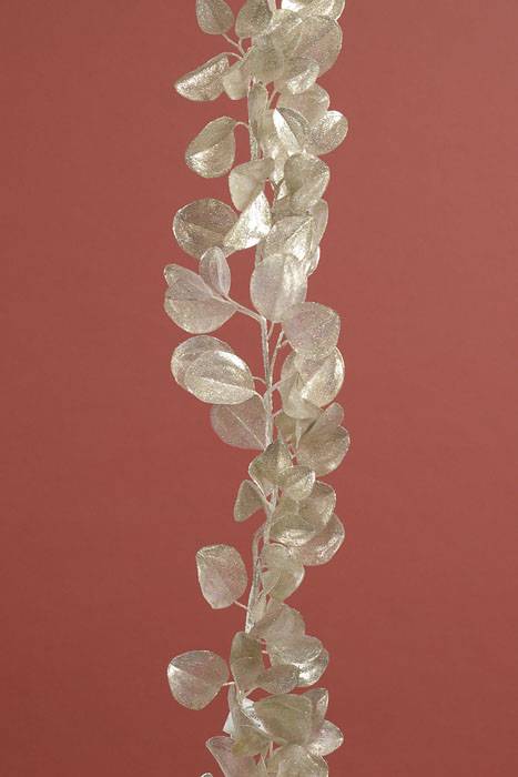 60" Glitter Dogwood Leaf Garland Platinum
