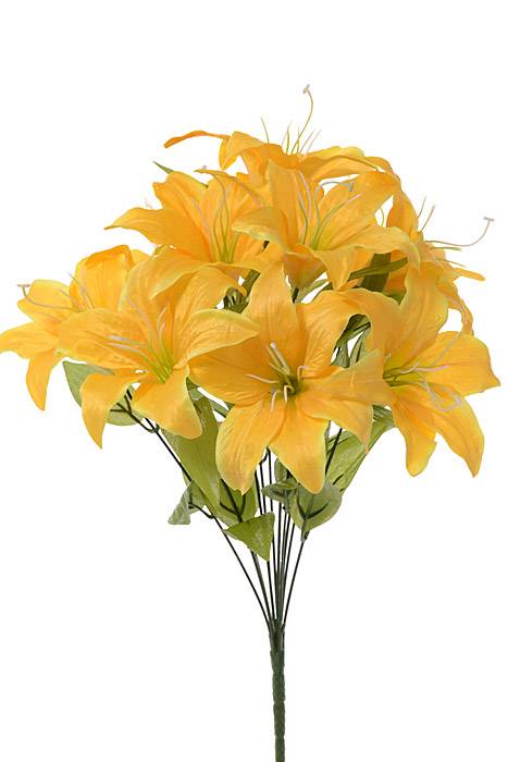 18" Silk Tiger Lily Bush X11 Yellow/green