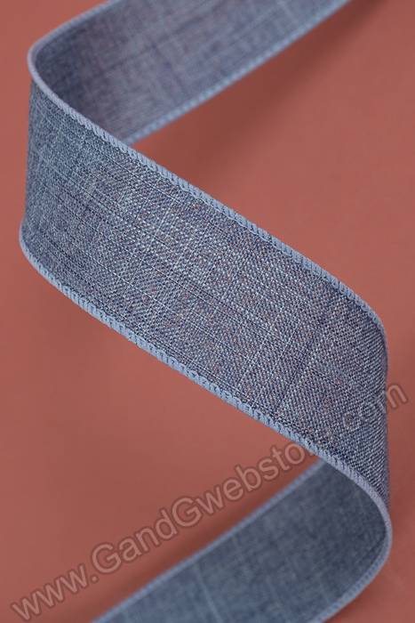 1.5" X 10yds Dark Denim Canvas Wired Ribbon Blue