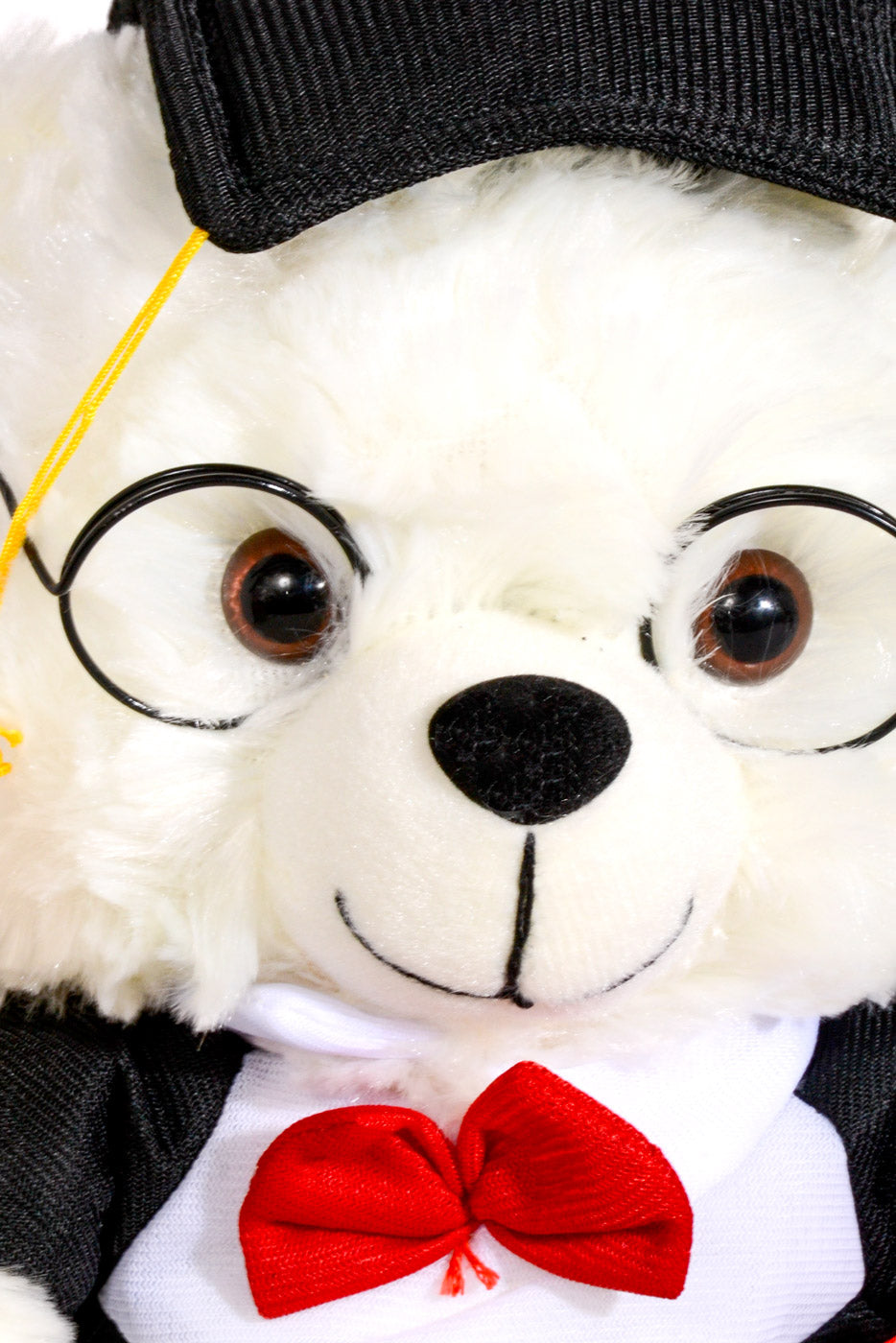 10" Graduation Bear With Glasses White/Black