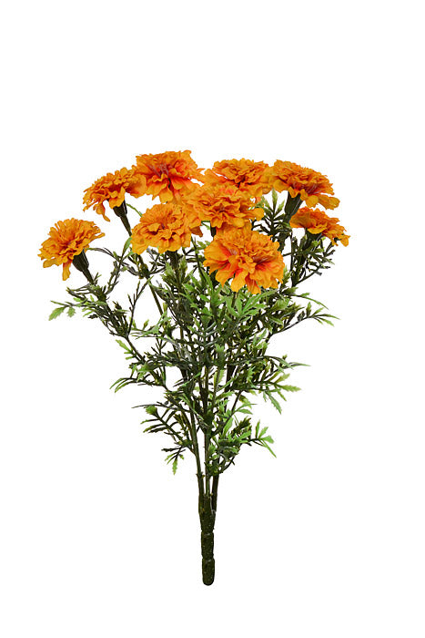 13" Silk Marigold Bush Yellow/Orange