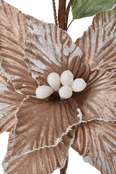 17" Poinsettia With Berry & Pinecone Bronze/Gold