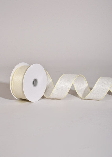 1.5" X 10Yds Wired Poly Linen Ribbon Ivory
