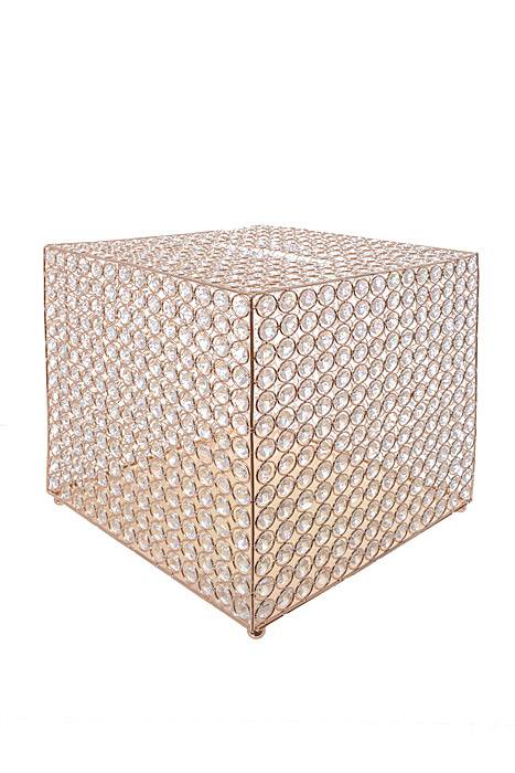 12" Square Crystal Bead Card/money Box Gold