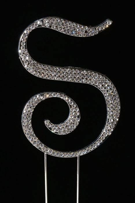 4.5" Rhinestone Letter "s" Cake Topper Silver