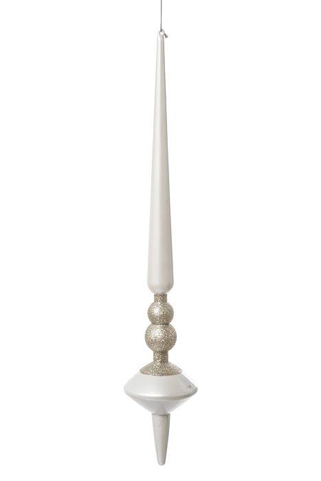 24" Metallic Finish Finial Ornament White/silver