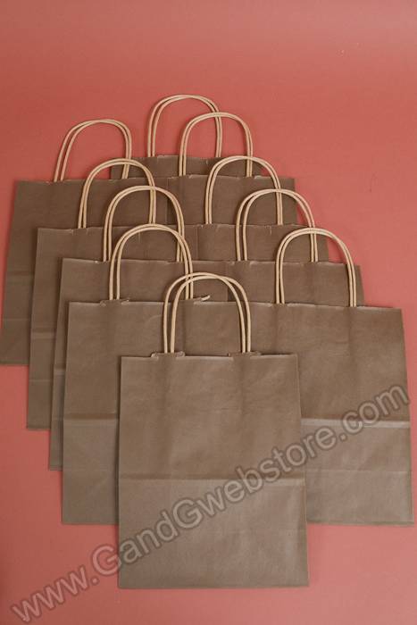 8" X 5" X 10" Rose Kraft Shopping Bag Chocolate Pkg/10