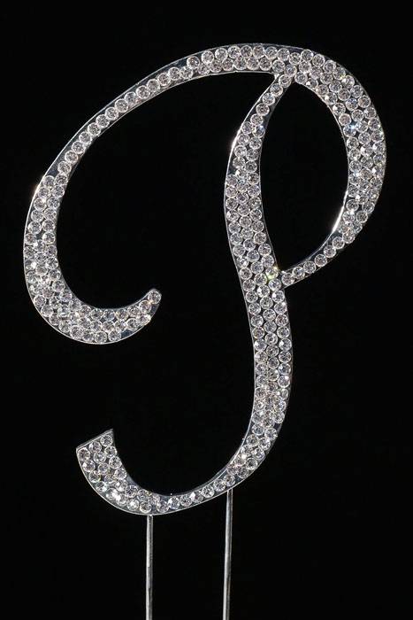 4.75" Rhinestone Letter "p" Cake Topper Silver