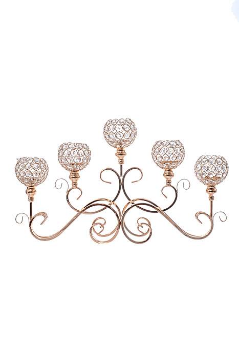 15.5" 5-light Candle Holder W/crystal Gold