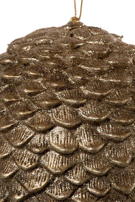 12.5" Glitter Sequia Pine Cone Ornament Champagne