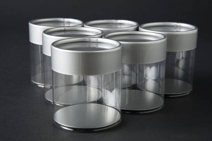 2" X 2" Silver Cylinder Box Pkg/6