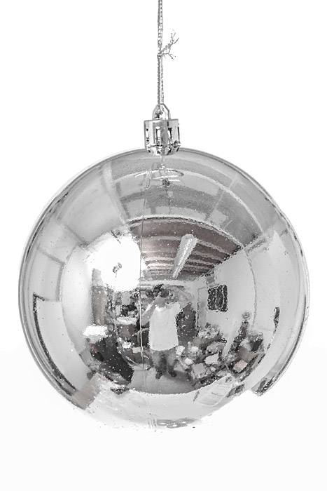 100mm Shiny/matte/glitter Plastic Ball Silver Pkg/6