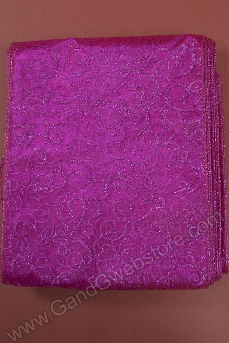 9" X 10ft Sparkle Swirl Organza Fuchsia Pkg/6