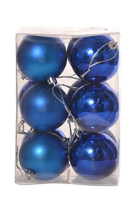 60mm Shiny & Matte Plastic Ball Royal Blue Pkg/12