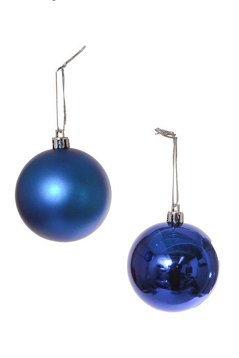 60mm Shiny & Matte Plastic Ball Royal Blue Pkg/12