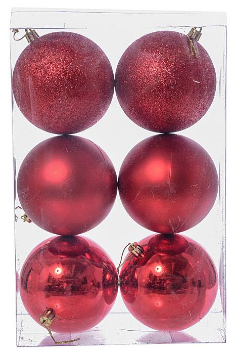 100mm Shiny/matte/glitter Plastic Ball Red Pkg/6