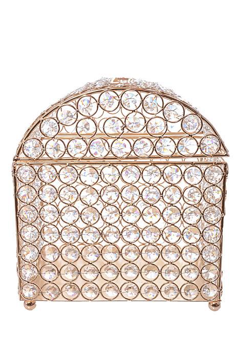 7.75" X 8.5" X 9.25" Crystal Card/money Box Gold