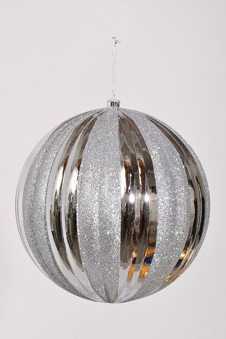 300Mm Stripe Ball W/Glitter Silver/Laser Silver
