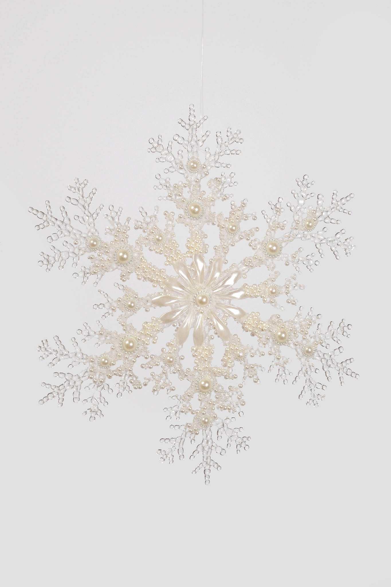 12.5" Snowflake Ornament W/Pearls