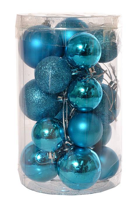 40/50mm Shiny/matte/glitter Plastic Ball Turquoise Pkg/22