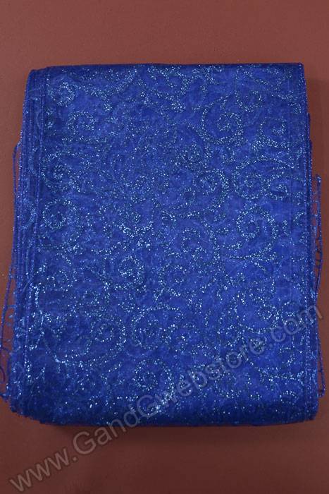 9" X 10ft Sparkle Swirl Organza Royal Pkg/6