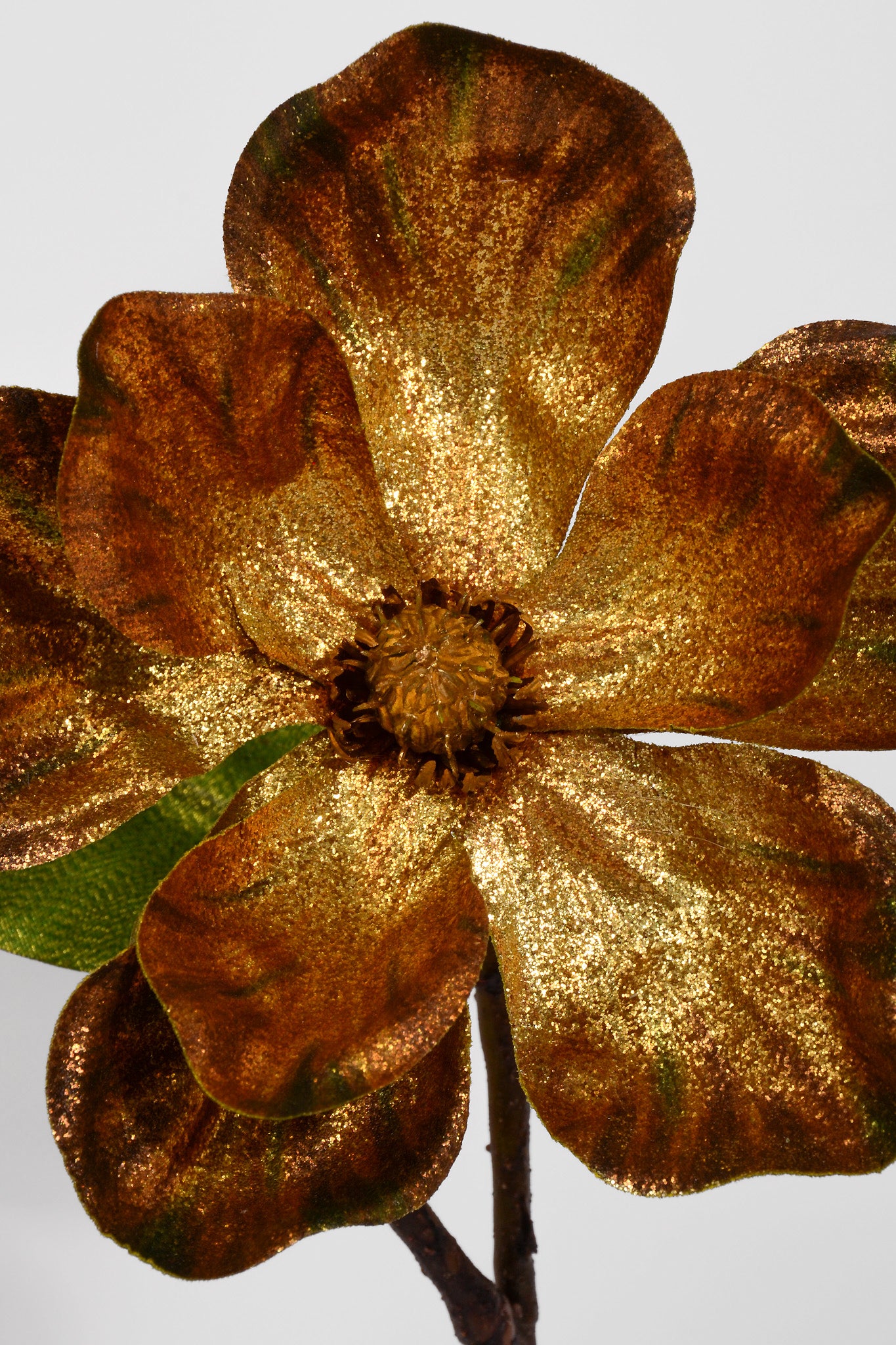 17" Metallic Glitter Magnolia Stem Brown/Gold