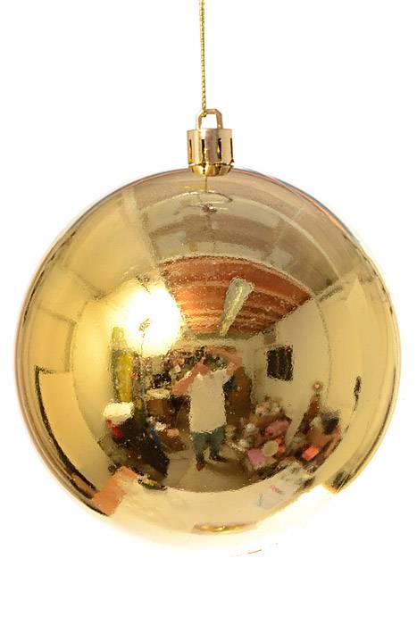 100mm Shiny/matte/glitter Plastic Ball Gold Pkg/6