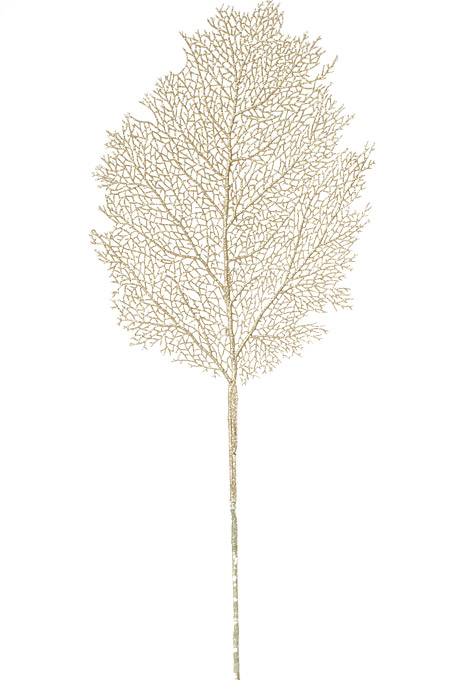 36" Glitter Lace Fan Coral Stem Champagne/gold
