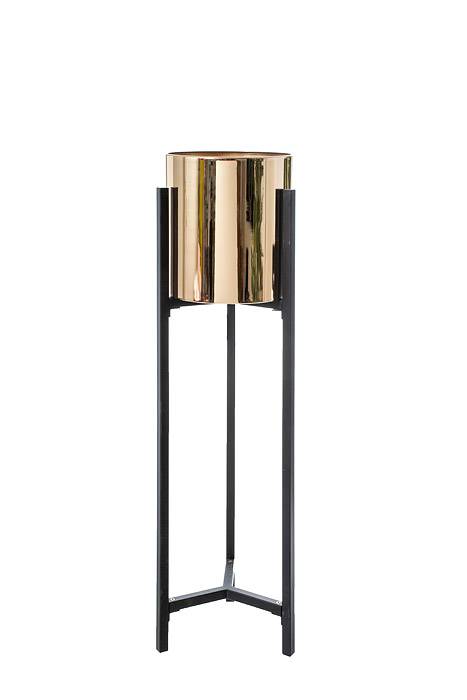 8.5" X 31.5" Copper Floral Metal Stand Gold/black