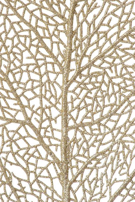 36" Glitter Lace Fan Coral Stem Champagne/gold