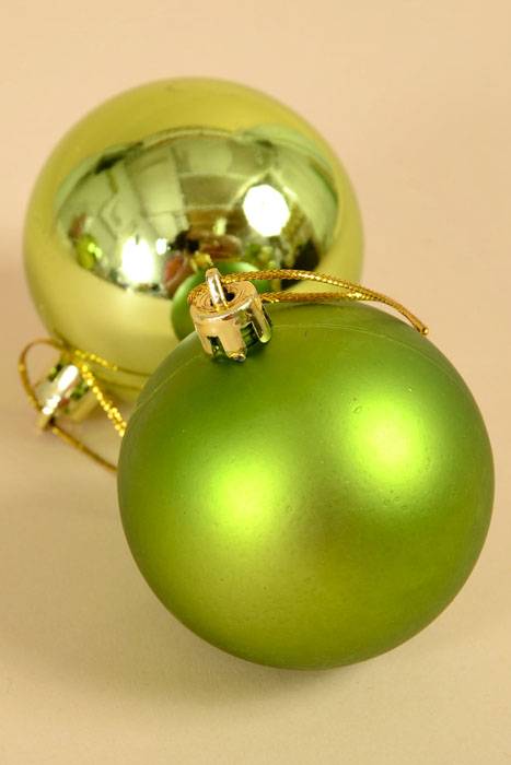 60mm Shiny & Matte Plastic Ball Apple Green Pkg/16