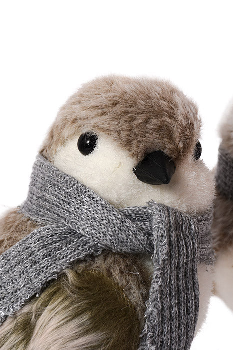 5" Bird With Clip White/Gray Set/2