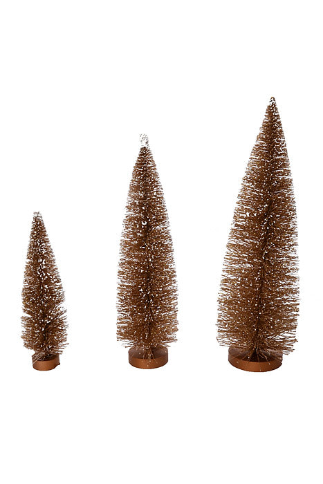 9" / 12" / 15" Snow Tipped Bristle Tree Copper Set/3