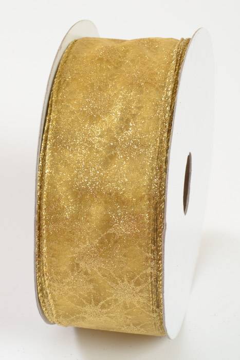 2.5" X 50yds Wired Milky Way Ribbon Gold/gold