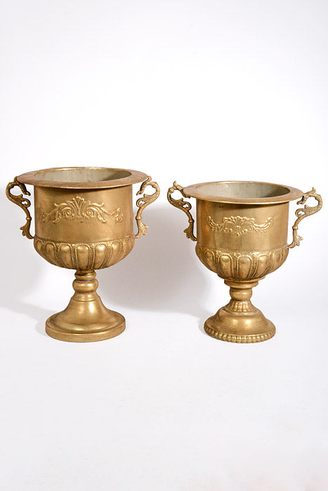 16"-18" Metal Eared Urn Light Gold Set/2