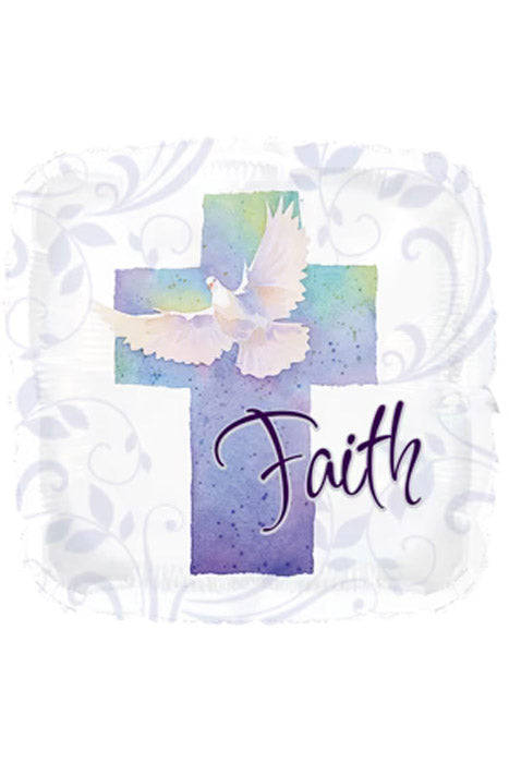 17" Pillow Balloon Faith White/ Lavender Pkg/10