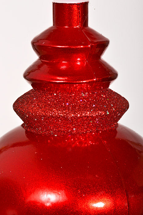 14" Finial W/Laser & Glitter Ornament Red