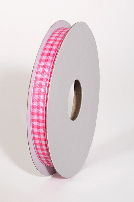 3/8" X 10Yds Mini Gingham Ribbon Fuchsia