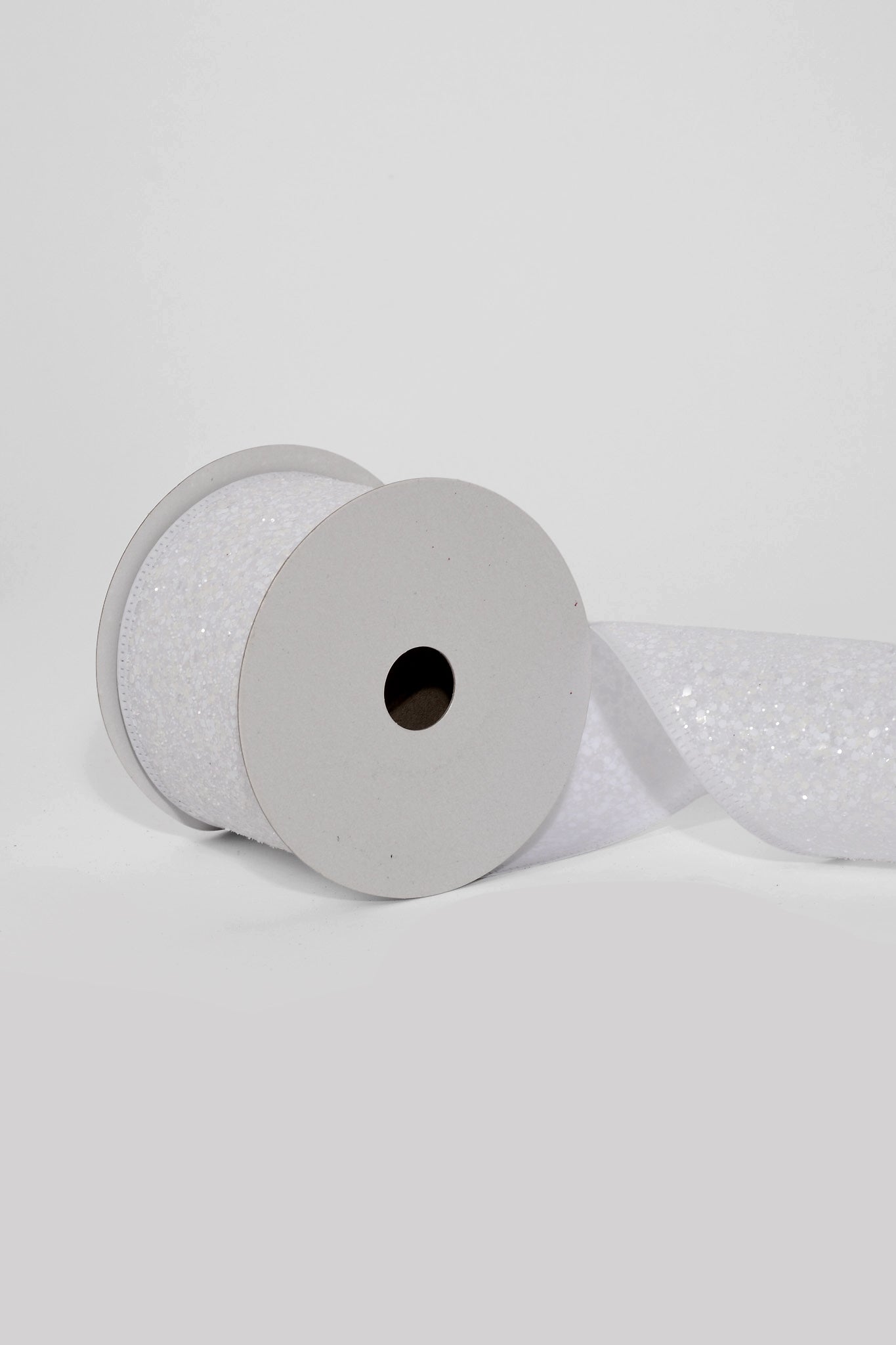 2.5" X 10Yds Wired Super Glitter Ribbon Pure White