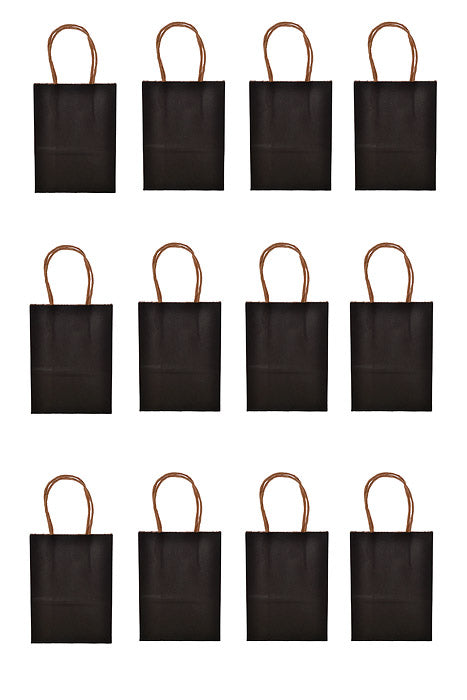 4.25 x 2.25 x 6" Kraft Shopping Bag Black PKG/12
